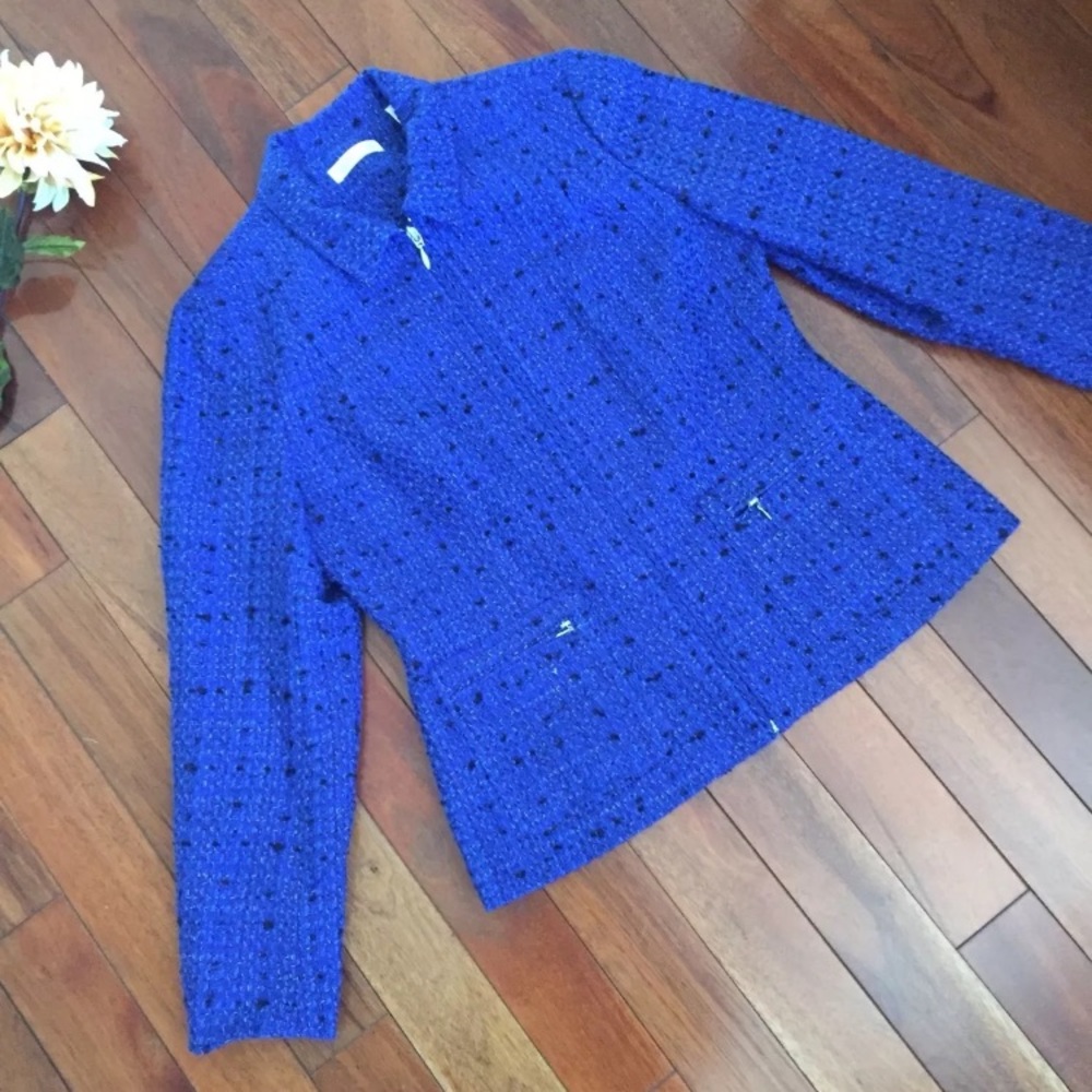 Coldwater Creek Blue Zip Front Blazer Jacket SZ 10